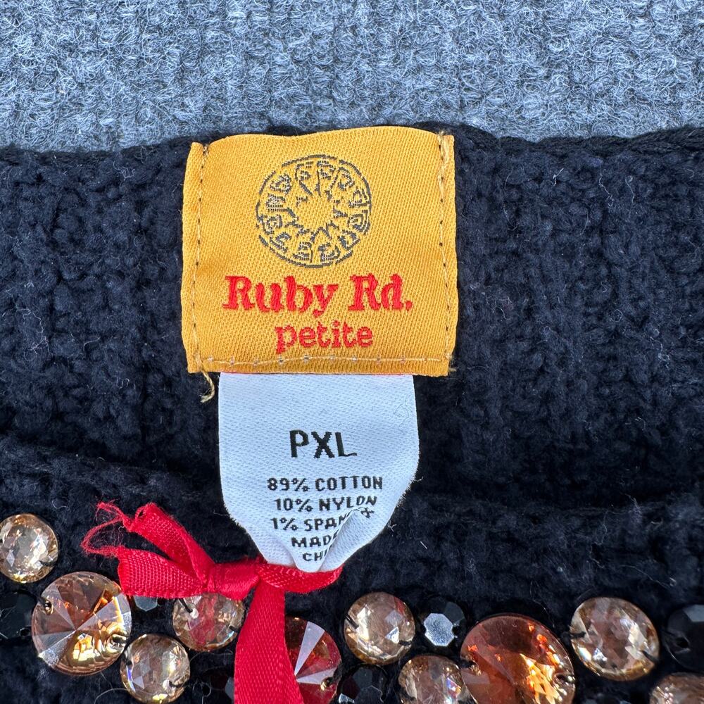 Ruby Rd Petite XL Beaded Neck Sweater Retro Bell Sleeve Chunky Knit NWT - Picture 5 of 7